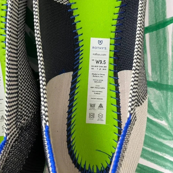 Rothy's The Cap Toe Flats Buffalo Plaid Black & White Size 9.5 - Picture 3 of 9